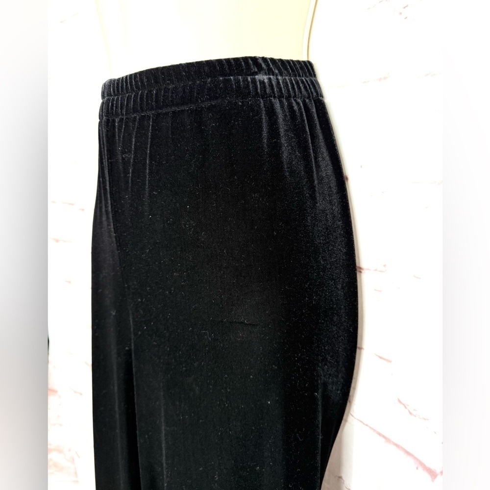 R&M RICHARDS 14P Black Velvet Velour Elastic Waist Pull On Pants 14 PETITE - Picture 3 of 12